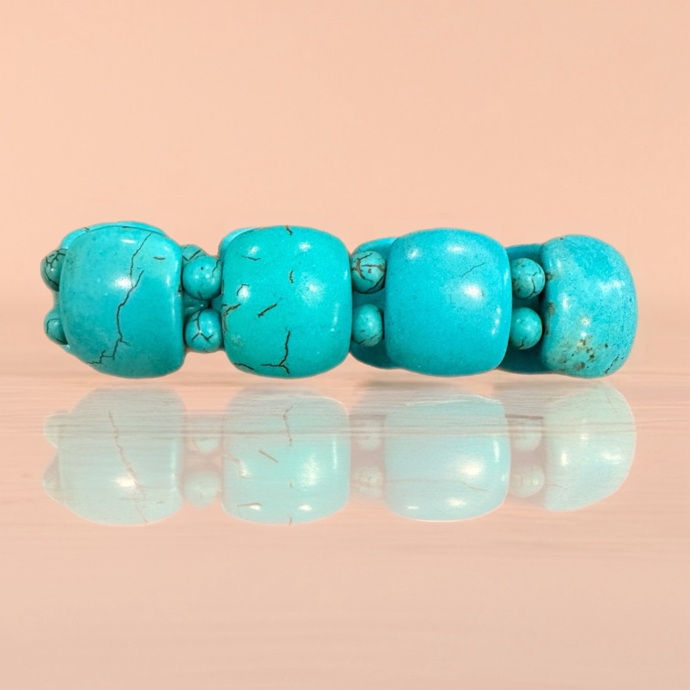 Turquoise Beaded Bracelet with Natural Stone